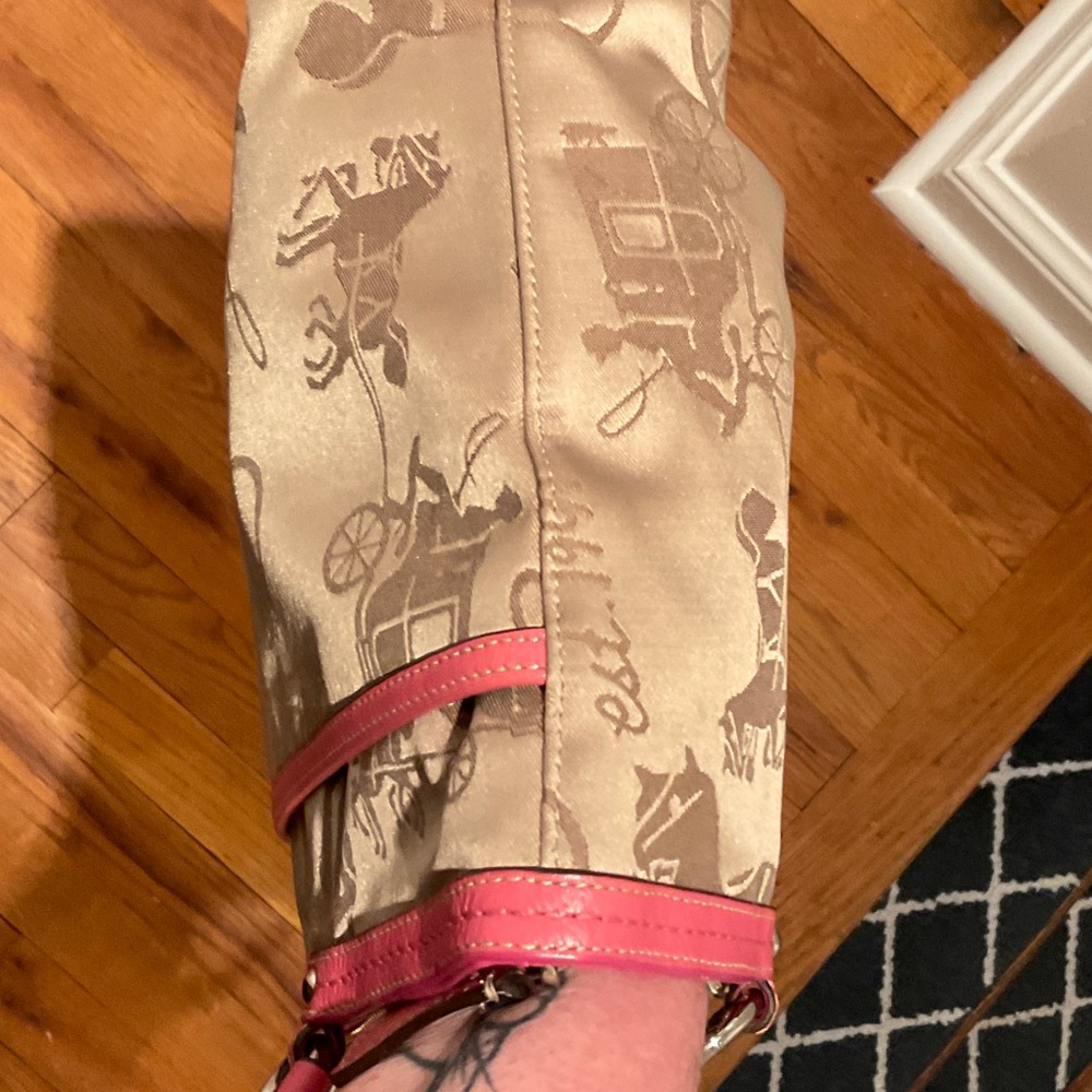 Coach Carriage Tan Tote with Pink Accents - Picture 6 of 10